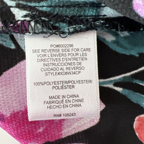 Bobeau 1X Plus Size Dress Women Black Purple Floral Surplice Casual - Picture 6 of 14